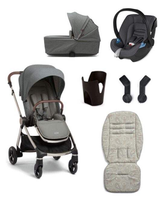 Strada 6 Piece Essentials Bundle Grey Melange with Grey Aton Car Seat image number 1